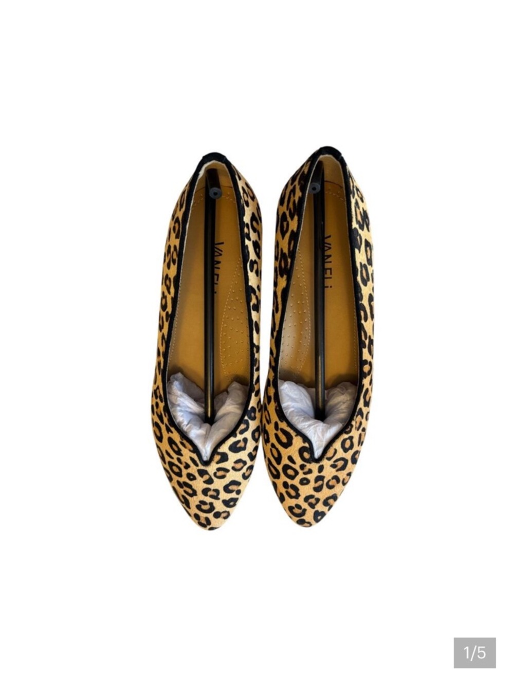 Vaneli Leopard-Print Pointed Toe Flats real calf fur.. size 8 1/2 M NWT